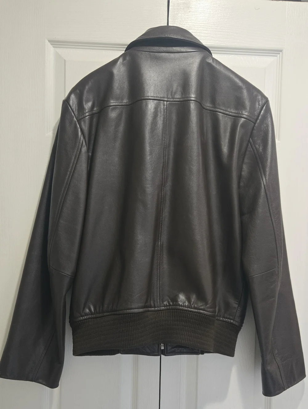 Banana Republic Men's Dark Brown Leather Bomber Jacket